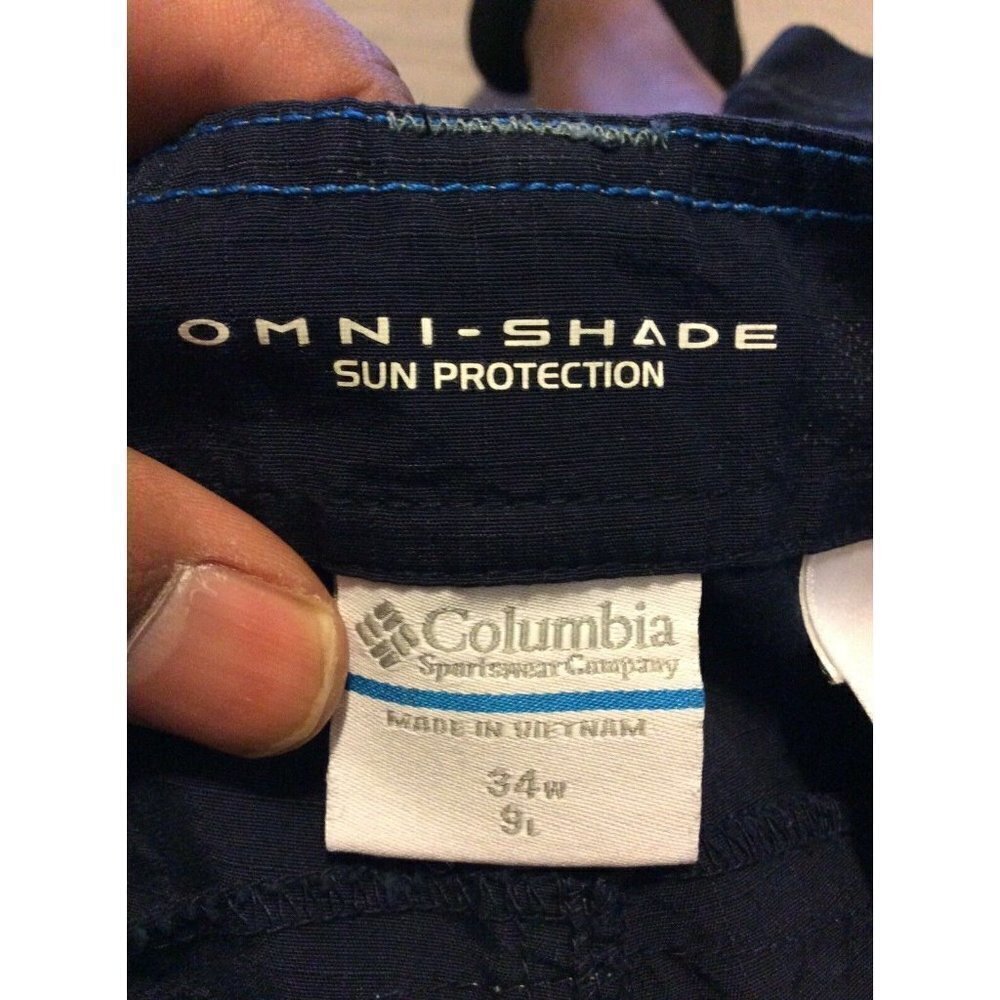 Columbia Shorts Mens Size 34 Navy Blue Omni Shade Sun Protection - Picture 8 of 10